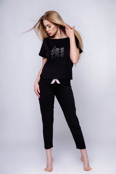 Пижама хлопковая с брюками черная Catalina Sensis S202036