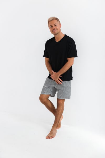 Men's cotton pajamas with shorts, black Marco Sensis S2020224, Чорний, M