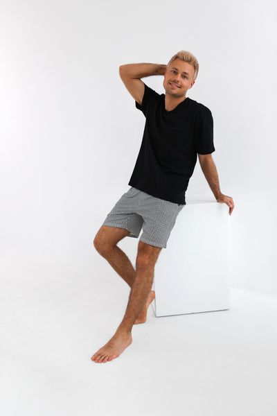 Men's cotton pajamas with shorts, black Marco Sensis S2020224, Чорний, M