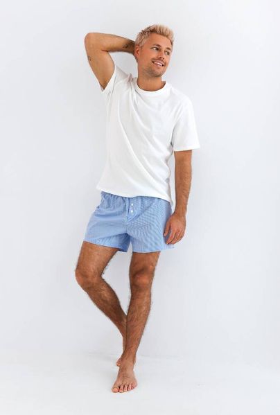 Men's cotton pajamas with shorts, white Lamberto Sensis S2020242, White