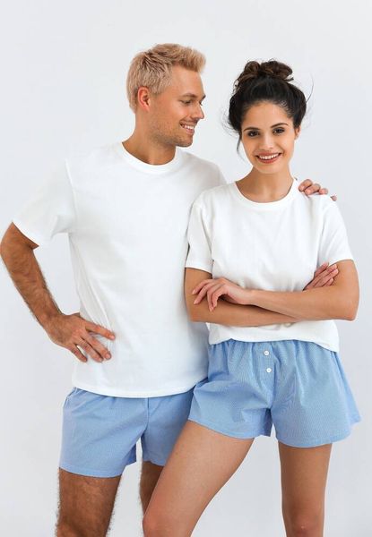 Men's cotton pajamas with shorts, white Lamberto Sensis S2020242, White