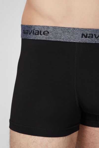 Мужские трусы шорты из хлопка черный/темный меланж (2шт.) Naviale MU222-01