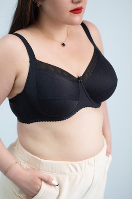 Bra with soft cup and side support black NANA 154501, Чорний, 100D