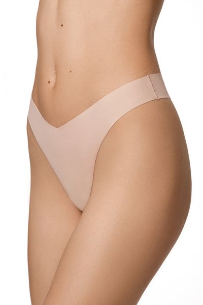 Seamless cotton thong panties light beige Kobby Jasmine 9102, Beige, L