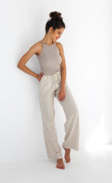 Summer two-piece pajamas with top and trousers, beige Lyssa Sensis S2020219, Beige