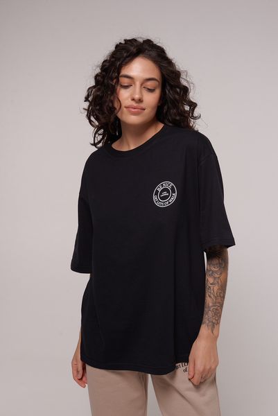 Oversized cotton T-shirt black Luna L020, Чорний, L