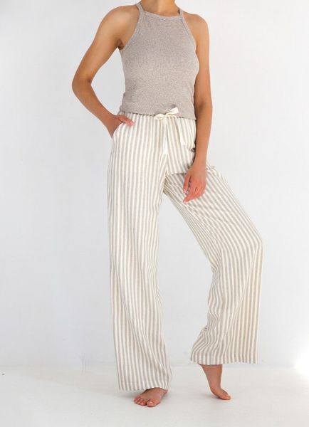 Summer two-piece pajamas with top and trousers, beige Lyssa Sensis S2020219, Beige