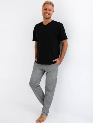 Пижама мужская из хлопка с брюками черная Pedro Sensis S2020225, Чорний, M