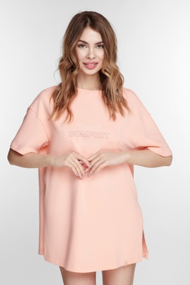 Бавовняна футболка вільного фасону персикова MIAMI LH323-01