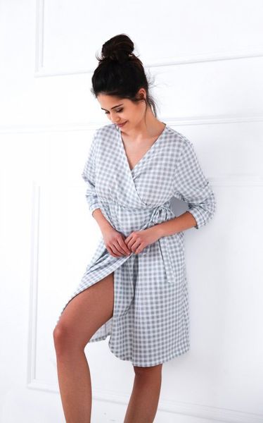 Cotton robe for pregnant and nursing mothers gray Octavia Sensis S2020178, Gray, S-M