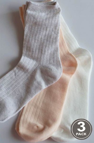 Носки женские хлопковые LEGS SOCKS COTTON RIB white/melange/peach (3пары) G08