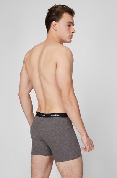 Comfortable men's long shorts with standard fit (2pcs) black/dark gray melange Naviale MU232-01, черный/темно-серый меланж, L
