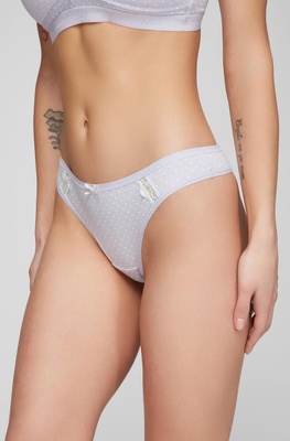 Cotton comfortable thong panties standard fit lavender PRETTY DOTS 2 Kleo 3249 C, lavender, L