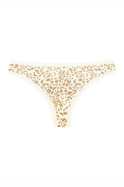 Milk cotton Brazilian panties leopard 200-20 Obrana, Milk, 42