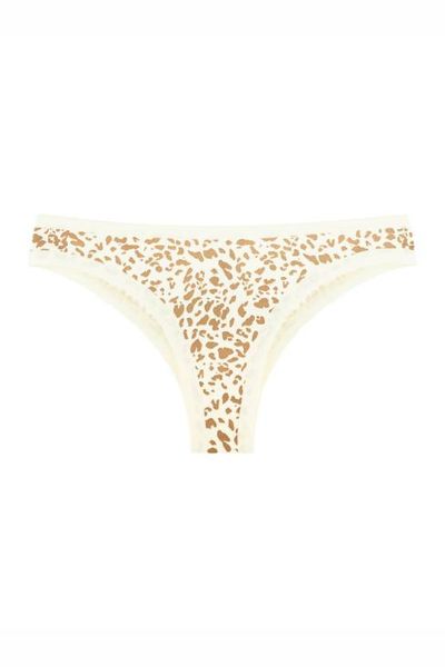 Milk cotton Brazilian panties leopard 200-20 Obrana, Milk, 42