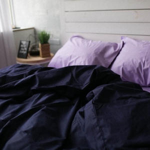 Комплект постельного белья лаванда/тёмно-синий из поплина