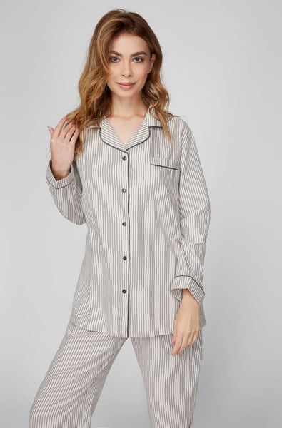 Женская хлопковая пижама серая полоска Naviale BLISS LH543-02