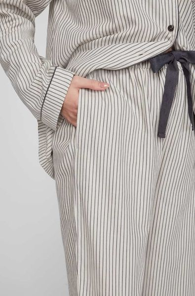 Женская хлопковая пижама серая полоска Naviale BLISS LH543-02
