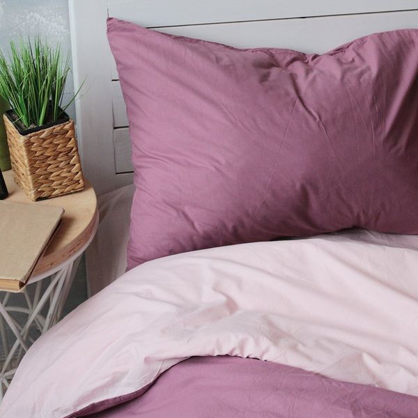 Комплект постельного белья персиковая пудра/розовый горох из поплина