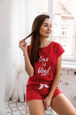 Хлопковая пижама красная Sensis Love Is Blind S202067