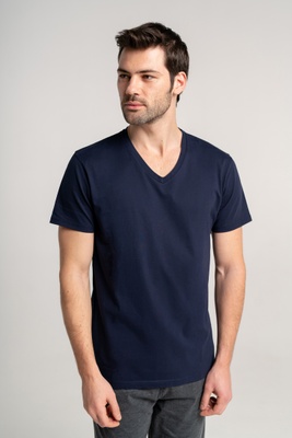 Бавовняна чоловіча футболка темно синя Naviale 100019, Темно-синій, M