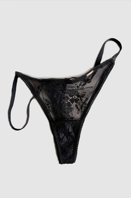 Lace thong from the limited line Shadows black 3493, Black, L/XL