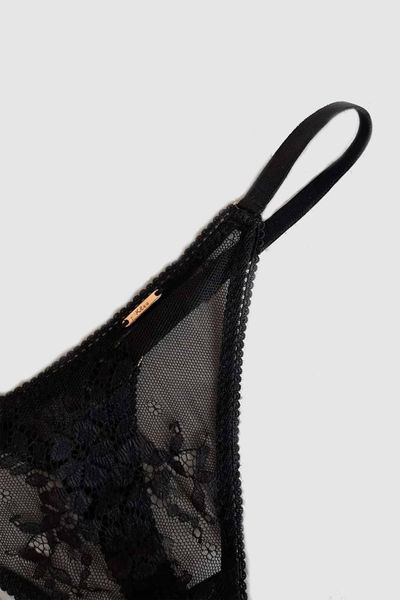 Lace thong from the limited line Shadows black 3493, Black, L/XL