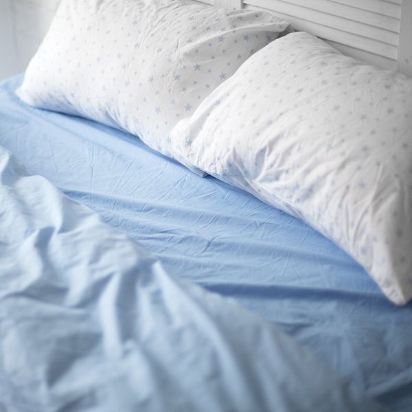 Комплект постельного белья голубой/мелкая голубая звёздочка из поплина