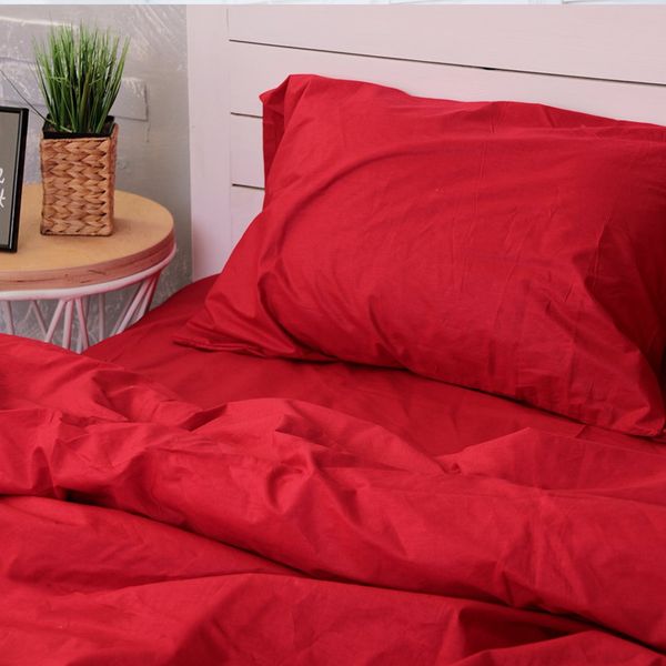 Комплект постельного белья красный из поплина