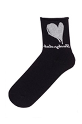 Бавовняні шкарпетки жіночі чорні MISS MARILYN SOCKS COTTON SILVER HEARTS W688