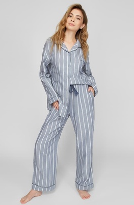 Women's cotton pajamas striped denim Naviale BLISS LH543-02, Blue, L