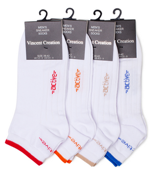 Шкарпетки чоловічі короткі білі Vincent Creation 2082 (4 пари)