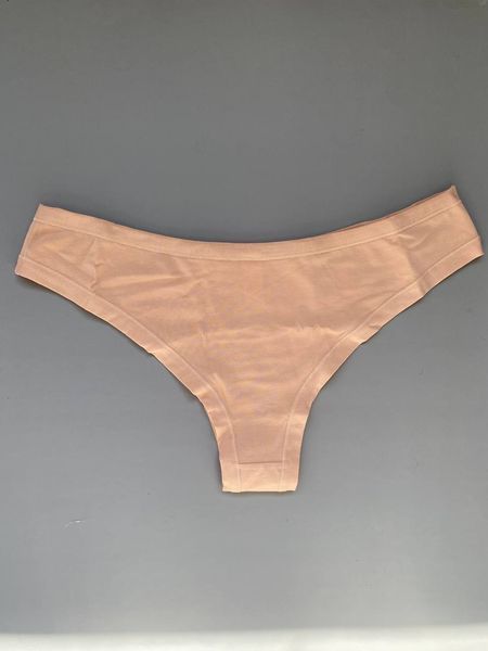 Brazilian panties made of cotton latte plain 200-20 Obrana, Light beige, 44
