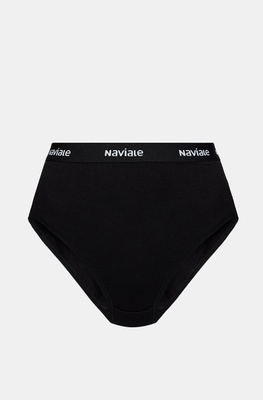 Comfortable cotton high slip panties black Naviale LU123-03, Black, L