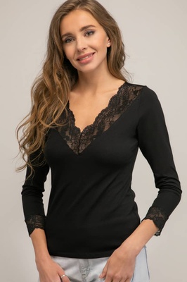 Женская хлопковая блузка черная СOTTON KLEO 3143 CL