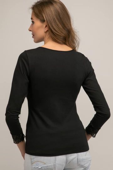 Женская хлопковая блузка черная СOTTON KLEO 3143 CL