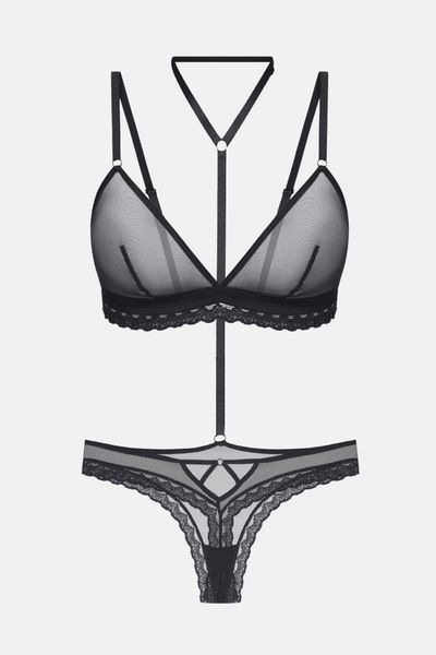 Exquisite set (bralet + thong) black Luna from the So Sexy Kleo collection 3422, Black, L