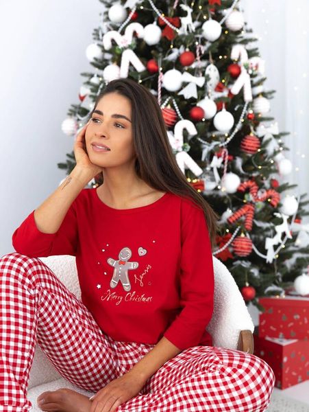 Пижама из хлопка красная с рождественским принтом Christmas Cookie Sensis S2020192