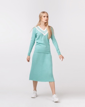 Комплект юбка плиссе и свитер “сolorblock” в “Мятном” цвете LikeOn 21045