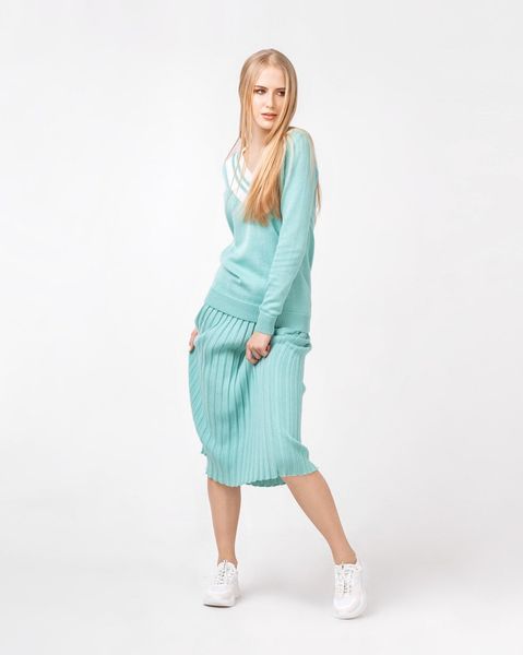 Комплект юбка плиссе и свитер “сolorblock” в “Мятном” цвете LikeOn 21045