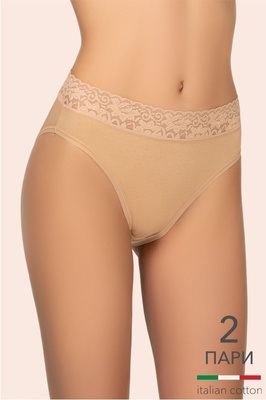 Women's cotton panties beige/beige(2pcs) Kleo 142 C COTTON, COLOR MIX, M