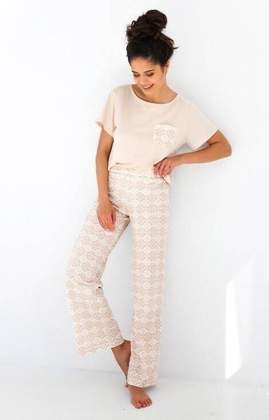 Cotton pajamas with T-shirt and trousers, beige Genesis Sensis S2020223, Beige