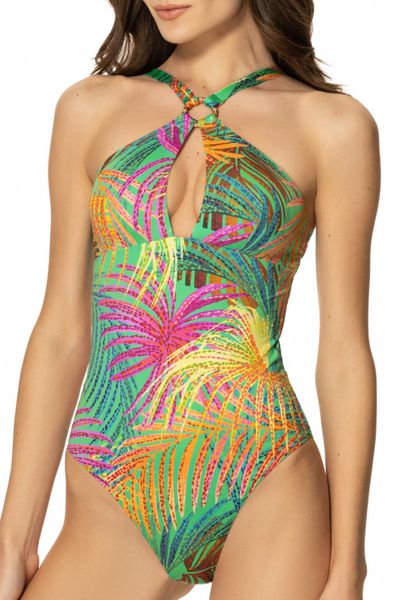 Green one-piece swimsuit Deloris Jasmine 6529/30, Green, 70B