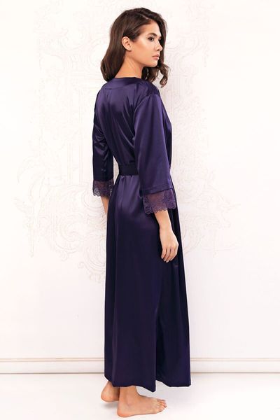 Длинный халат из сатина с запахом Anabel Arto серо-фиолетовый 7027-6738, 70 серо-фиолетовый, 46