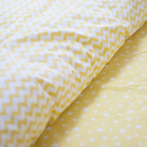 Комплект постельного белья жёлтая звёздочка/жёлтый зиг-заг из поплина