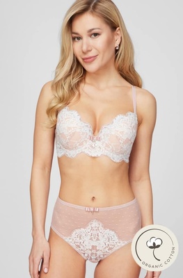 Bra Helena balconette on the basis of molded cups with removable push-up pink powder NATURE SOUL Kleo 3211.00.01, PINK POWDER, 75C