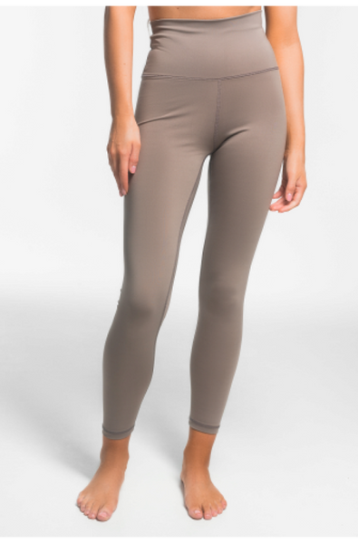 Leggings (leggings) made of sports microfiber with a high corrective fit gray-brown Clavel Luna LS005b, Серо-коричневый, S