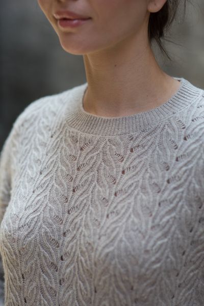 Кашемировый свитер ажурный beige AmiLia 6732, Beige, M