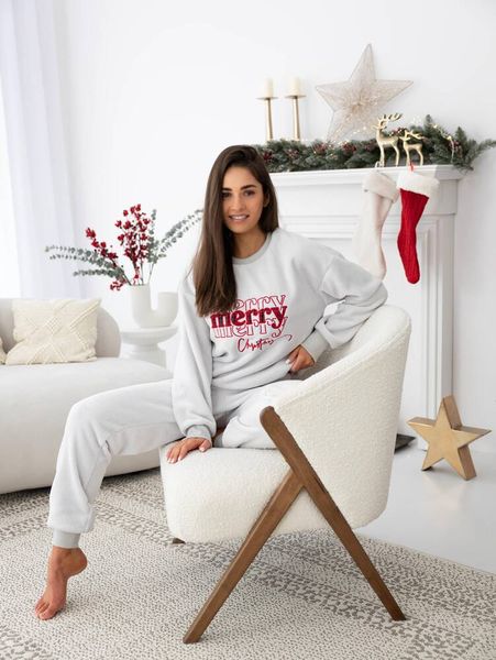 Warm women's home suit with Christmas print Graciana Sensis S2020195, Gray