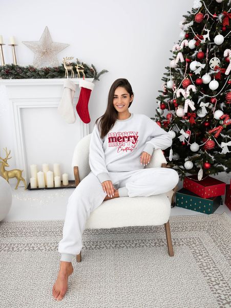 Warm women's home suit with Christmas print Graciana Sensis S2020195, Gray